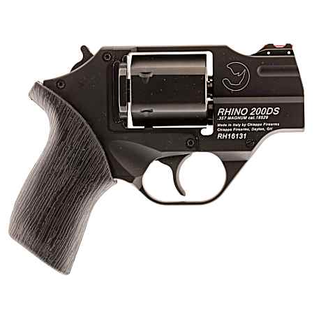 Chiappa Firearms CF340216 Rhino 200DS Small Frame 357 Mag 6 Shot, 2 Black Anodized Steel Barrel, Blued Steel Cylinder, Black Anodized Aluminum Frame, Black Rubber Grip, Concealed Hammer