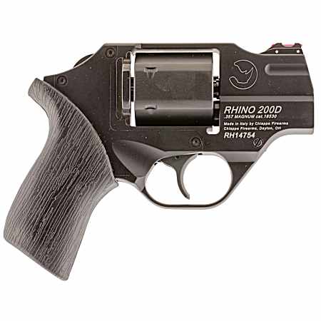 Chiappa Firearms CF340217 Rhino 200D Small Frame 357 Mag, 6 Shot 2 Black Anodized Steel Barrel, Blued Cylinder Black Anodized Aluminum Frame, Black Rubber Grip, Concealed Hammer