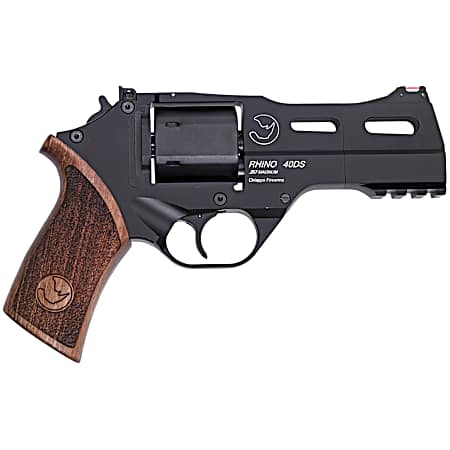 Chiappa Firearms CF340244 Rhino 40SAR 357 Mag 6 Shot 4 Black Anodized Steel Barrel, Blued Steel Cylinder, Black Anodized Aluminum Frame & Barrel Shroud, Picatinny Accessory Rail, Walnut Grip