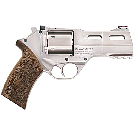 Chiappa Firearms CF340245 Rhino 40SAR *CA Compliant Medium Frame 357 Mag 6 Shot, 4 Nickel-Plated Steel Barrel & Cylinder, Nickel-Plated Aluminum Frame w/Picatinny Rail, Walnut Grip, Concealed Hammer