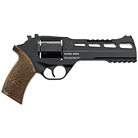 Chiappa Firearms 340.343 Rhino 60DS 10mm Auto 6 Shot 6 Black Anodized Picatinny Rail/Vent Rib Barrel, Black Cylinder, Black Anodized Aluminum Frame w/Picatinny Rail, Walnut Grip