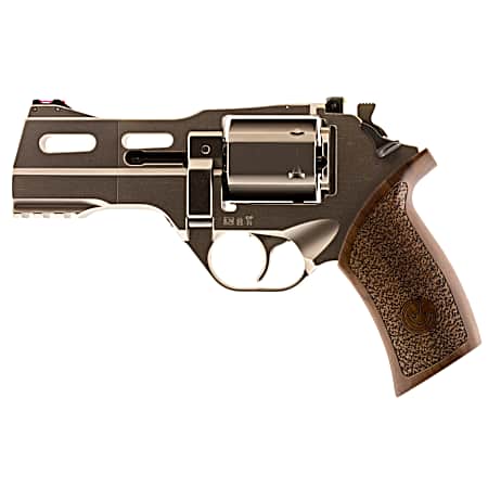 Chiappa Firearms 340222 Rhino 40DS Small Frame 357 Mag 6 Shot, 4 Nickel-Plated Steel Vent Rib Barrel & Cylinder, Nickel-Plated Aluminum Frame, Walnut Grip, Concealed Hammer