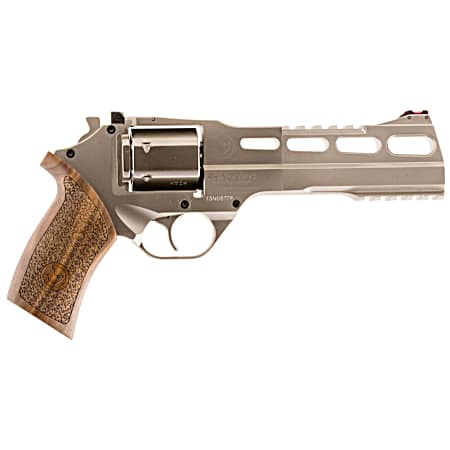 Chiappa Firearms 340224 Rhino 60DS Small Frame 357 Mag 6 Shot, 6 Nickel-Plated Steel Vent Rib Barrel & Cylinder, Nickel-Plated Aluminum Frame, Walnut Grip, Concealed Hammer