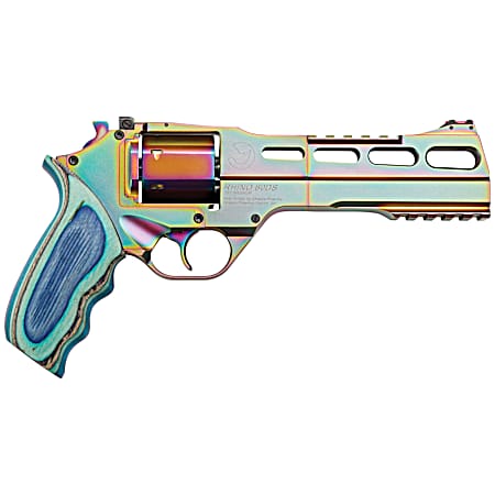 Chiappa Firearms 340301 Rhino 60DS Nebula 357 Mag Caliber with 6 Picatinny Rail/Vent Rib, 6rd Capacity Cylinder, Overall Rainbow PVD Metal Finish & Blue Laminate Grip