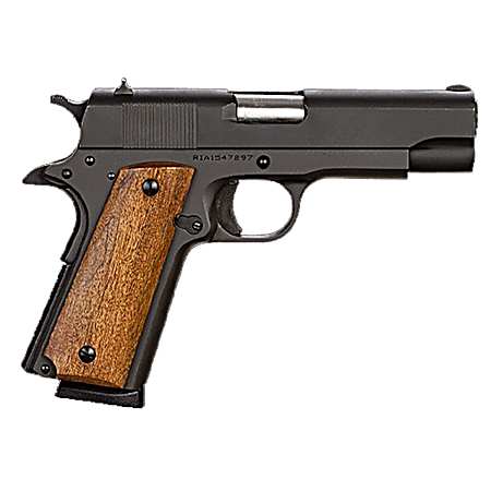 Rock Island 51417MA GI Standard MS *MA Compliant 45 ACP Caliber with 4.20 Barrel, 8+1 Capacity, Overall Black Parkerized Finish Steel, Beavertail Frame, Serrated Slide & Wood Grip