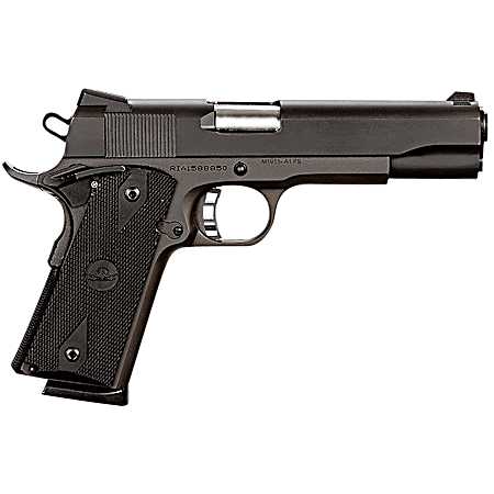 Rock Island 51431 Rock Standard FS 45 ACP Caliber with 5 Barrel, 8+1 Capacity, Overall Black Parkerized Finish Steel, Beavertail Frame, Serrated Slide & Black Rubber Grip