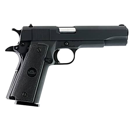 Rock Island 51453 GI Standard FSHC *CA Compliant 45 ACP Caliber with 5 Barrel, 10+1 Capacity, Overall Black Parkerized Finish Steel, Beavertail Frame, Serrated Slide & Black Rubber Grip