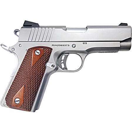 Rock Island 51868 Rock Standard CS *CA Compliant 45 ACP 3.63 7+1 Matte Stainless Steel Frame & Slide Double Diamond Checkered Wood Grip
