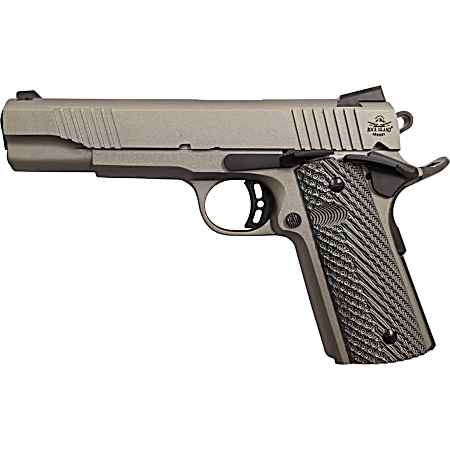 Rock Island 56419 Rock Standard FS *CA Compliant 45 ACP Caliber with 5 Barrel, 8+1 Capacity, Overall Gun Metal Gray Cerakote Finish Steel, Beavertail Frame, Serrated Slide & Black G10 Grip