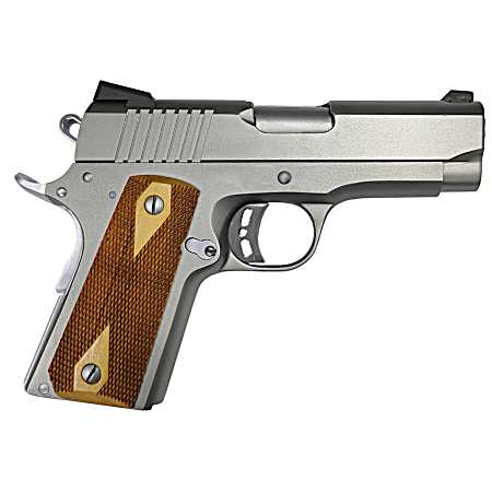 Rock Island 56829 Rock Standard CS Compact Frame 9mm Luger 8+1 3.60 Stainless Steel Barrel, Serrated Slide, Matte Stainless Steel Frame w/Beavertail, Wood Double Checkered Grip