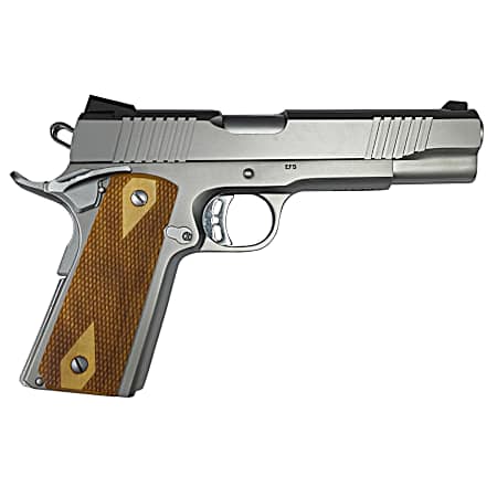 Rock Island 56865 Rock Standard FS Full Size 10mm Auto 8+1 5 Stainless Steel Barrel & Serrated Slide, Matte Stainless Steel Frame w/Beavertail, Wood Double Checkered Grip