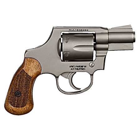 Rock Island 51289 M206  Small Frame 38 Special 6 Shot, 2 Matte Nickel Steel Barrel, Cylinder & Frame, Checkered Wood Grip, Transfer Bar Safety, Concealed Hammer