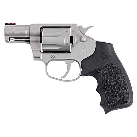 Colt Mfg COBRASM2RFO Cobra  38 Special +P 6rd Shot 2 Matte Stainless Barrel, Cylinder & Frame, Black Hogue Overmolded Grip, Exposed Hammer