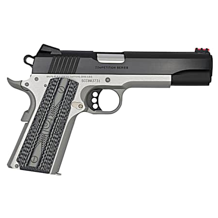 Colt Mfg  Competition Government 45 ACP 8+1 5 Stainless National Match Barrel, Blued Carbon Steel Serrated Slide, Stainless Steel Frame w/Beavertail, Black/Gray G10 Grip