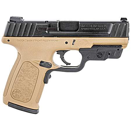 Smith & Wesson 12401 SD40  Sub-Compact Frame 40 S&W 14+1, 4 Black Armornite Barrel & Serrated Slide, Flat Dark Earth Polymer Frame w/Picatinny Rail, Crimson Trace Laser