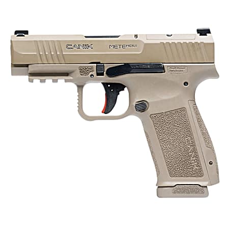 Canik HG7885CAD-N Mete MC9LS *CA Compliant 9mm Luger 10+1 3.63 Black Steel Barrel, Desert Cerakote Steel Serrated Slide, Flat Dark Earth Polymer Frame w/Picatinny Rail, Interchangeable Backstrap Grip