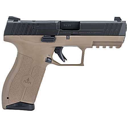 IWI US M9ORP10FDNS MASADA  Full Size 9mm Luger 10+1, 4.10 Black Button Rifled Steel Barrel, Black Optic Ready/Serrated Steel Slide, Flat Dark Earth Polymer Frame w/Picatinny Rail, Ambidextrous