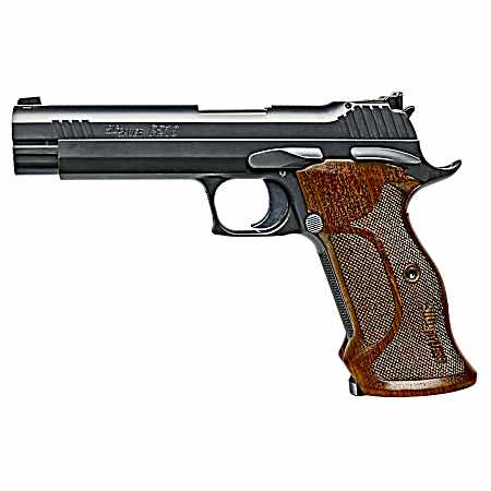 Sig Sauer 210A9TGT P210 Target SAO 9mm Luger Caliber with 5 Barrel, 8+1 Capacity, Overall Black Nitron Finish Stainless Steel, Beavertail Frame, Serrated Slide, Walnut Target Grip & Adjustable Sights