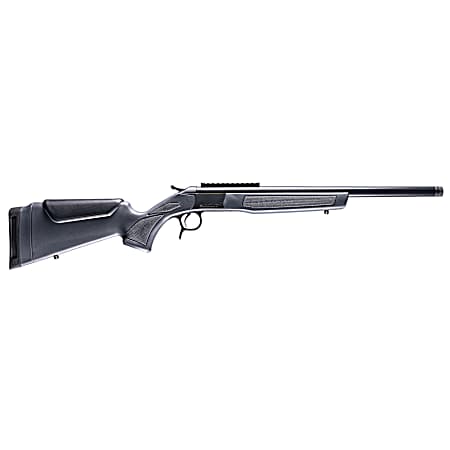 CVA CR4446 Scout  Compact 300 Blackout 1rd 16.50 Blued Threaded Barrel, Blued Picatinny Rail Receiver, Stealth Gray Fixed Synthetic Stock