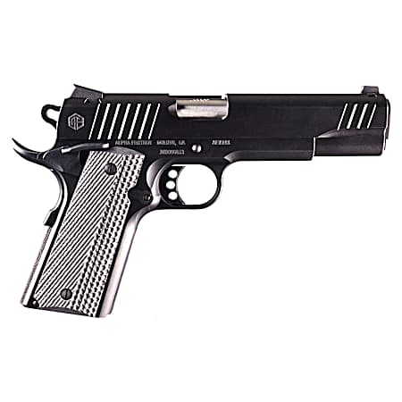 Alpha Foxtrot AA01X1END-PDBK10-GGC AF1911 Enhanced Full Size 9mm Luger 10+1 5 Black QPQ Stainless Steel Serrated Slide, Black QPQ Stainless Steel Frame w/Beavertail Checkered Polymer Grip