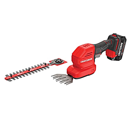 V20 2-in-1 Cordless 8 in Hedge Trimmer and 4-inch Grass Shear 1.5 Ah Battery