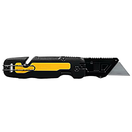 Push and Flip Folding Utility Knife with Storage