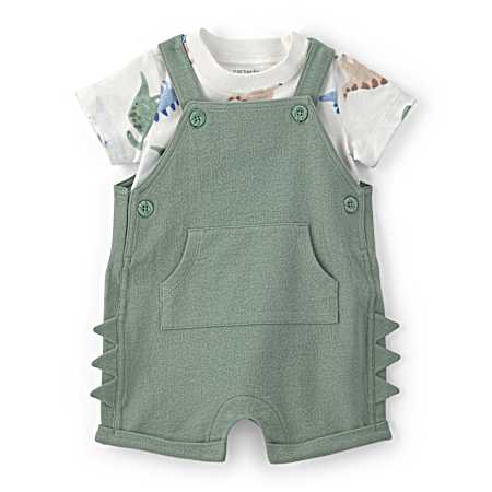 Infant Green Dino Shortall Set - 2 Pc