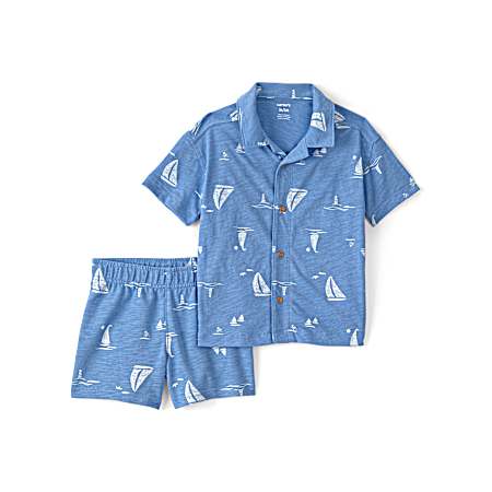 Toddlers' Blue Sailboat Short Set - 2 Pc