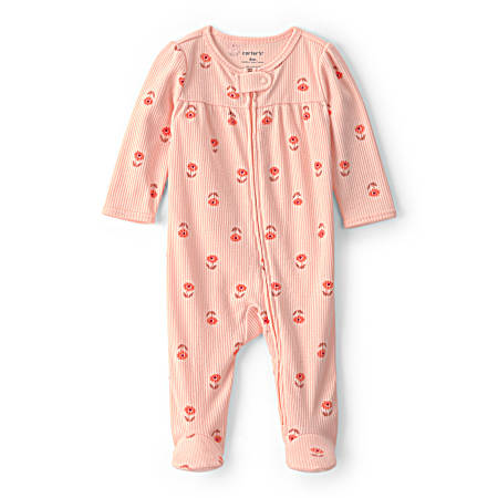 Infant Orange Textured Floral Sleep-N-Play