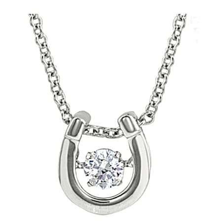 Dancing Birthstone Horseshoe Necklace - color APR