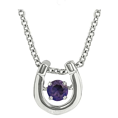 Dancing Birthstone Horseshoe Necklace - color FEB