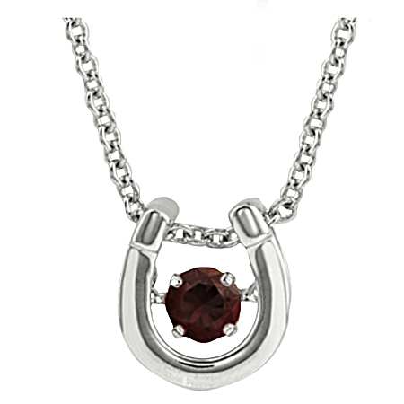 Dancing Birthstone Horseshoe Necklace - color JAN