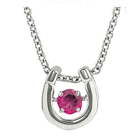 Dancing Birthstone Horseshoe Necklace - color JUL