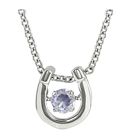 Dancing Birthstone Horseshoe Necklace - color JUN