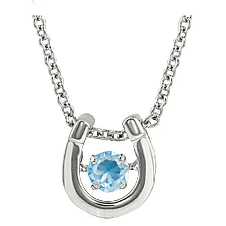 Dancing Birthstone Horseshoe Necklace - color MAR
