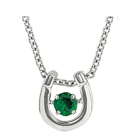 Dancing Birthstone Horseshoe Necklace - color MAY