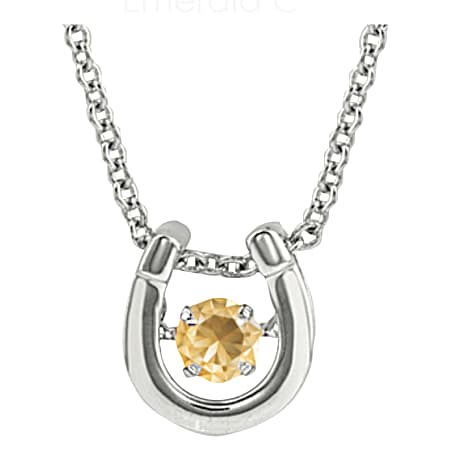 Dancing Birthstone Horseshoe Necklace - color NOV