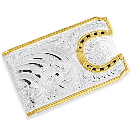 Two-Tone Carved Horseshoe Money Clip