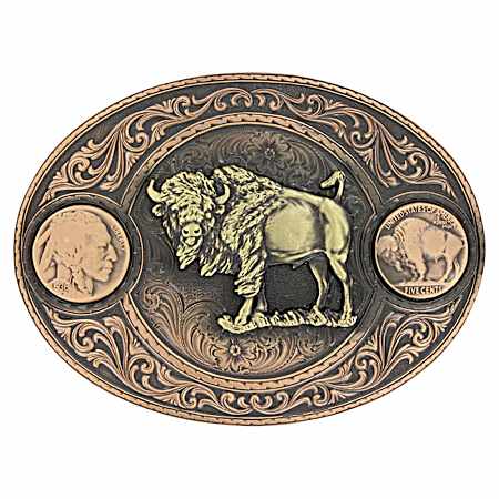 Miner's Buffalo Indian Head Nickel Belt Buckle with Buffalo