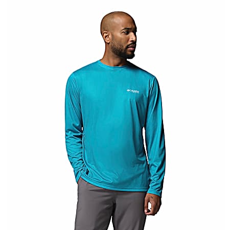 PFG Men's Ocean Teal Terminal Tackle Fish Flag Long Sleeve Shirt