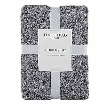 50''X60'' Melange Throw Blanket - Grey/Black