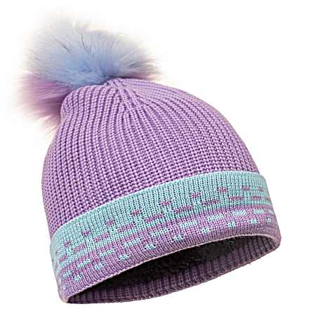 Girls' Purple/Turquoise Knit Beanie