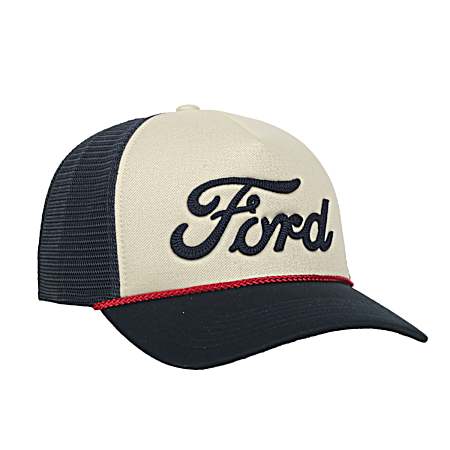 Adult Putty/Navy Ford Script Logo Cap