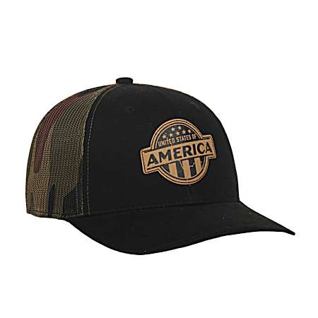 Adult Black/Camo Americana Patch Cap