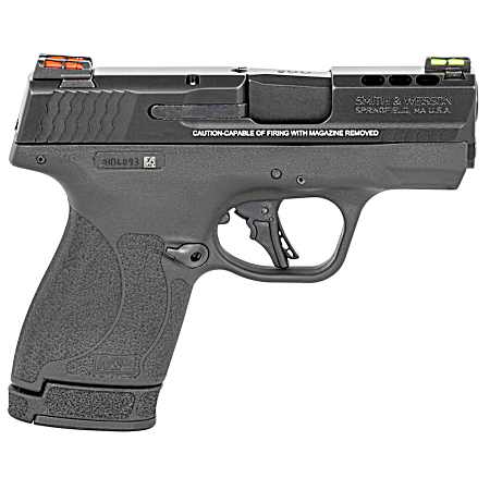 Smith & Wesson 13254 M&P Performance Center Shield Plus 9mm Luger 3.10 Ported Barrel 10+1 Or 13+1, Black Polymer Frame, Ported Armornite Slide, Fiber Optics Sights, Manual Safety