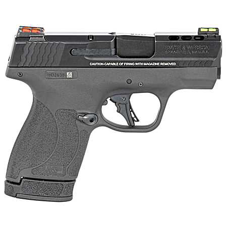 Smith & Wesson 13255 Performance Center M&P Shield Plus EDC 9mm Luger 3.10 Ported 10+1,13+1 Black Matte Black Armornite Stainless Steel Ported Slide Black Polymer Grip (Manual) FO Sights
