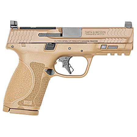 Smith & Wesson 13572 M&P M2.0  Compact 9mm Luger 15+1, 4 Stainless Steel Barrel & Optic Cut/Serrated Stainless Steel Slide, Flat Dark Earth Polymer Frame w/Picatinny Rail