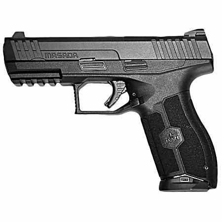 IWI US M9ORP10NS MASADA  Full Size 9mm Luger 10+1, 4.10 Black Button Rifled Steel Barrel, Black Optic Ready/Serrated Steel Slide, Black Polymer Frame w/Picatinny Rail, Ambidextrous