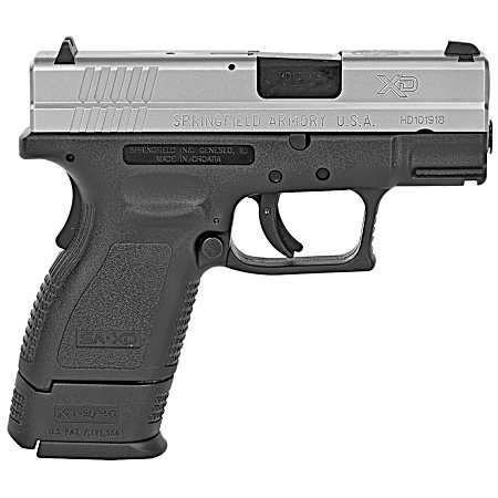 Springfield Armory XD9822 XD *CA Compliant Sub-Compact Frame 40 S&W 9+1, 3 Black Melonite Steel Barrel, Serrated Stainless Steel Slide, Black Polymer Frame w/Picatinny Rail
