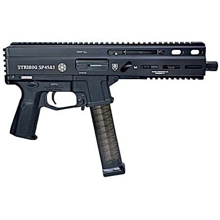 Grand Power 197892003506 SP45A3 Stribog 45 ACP 20+1 8 Black Threaded Barrel, Black Hardcoat Anodize Aluminum/Polymer Receiver w/Picatinny Rail, QD Sling Sockets, Black Polymer Grip, Ambidextrous